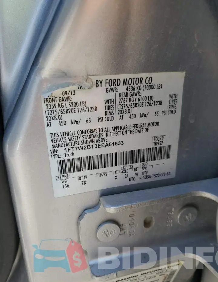 1FT7W2BT3EEA51633 Photo# 12