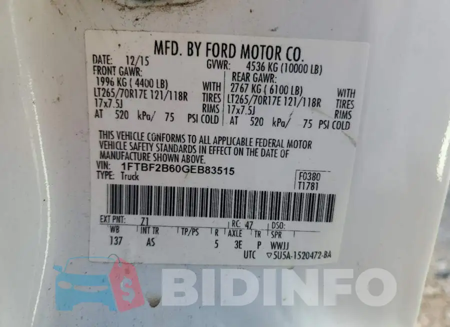 1FTBF2B60GEB83515 Photo# 12