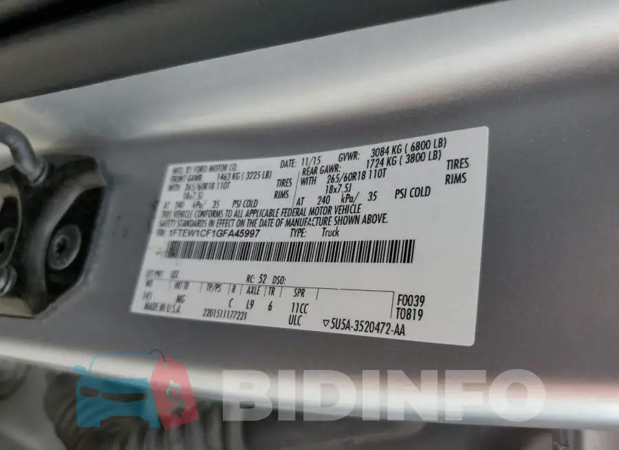 1FTEW1CF1GFA45997 Photo# 12