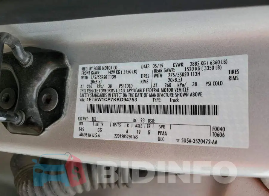 1FTEW1CP7KKD94753 Photo# 12