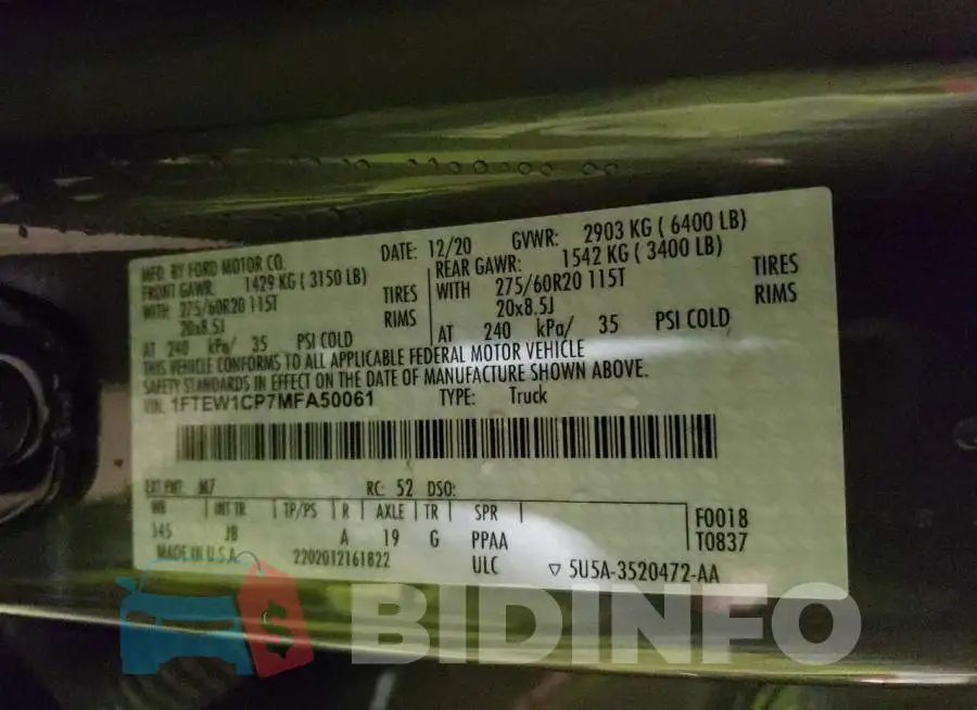 1FTEW1CP7MFA50061 Photo# 12