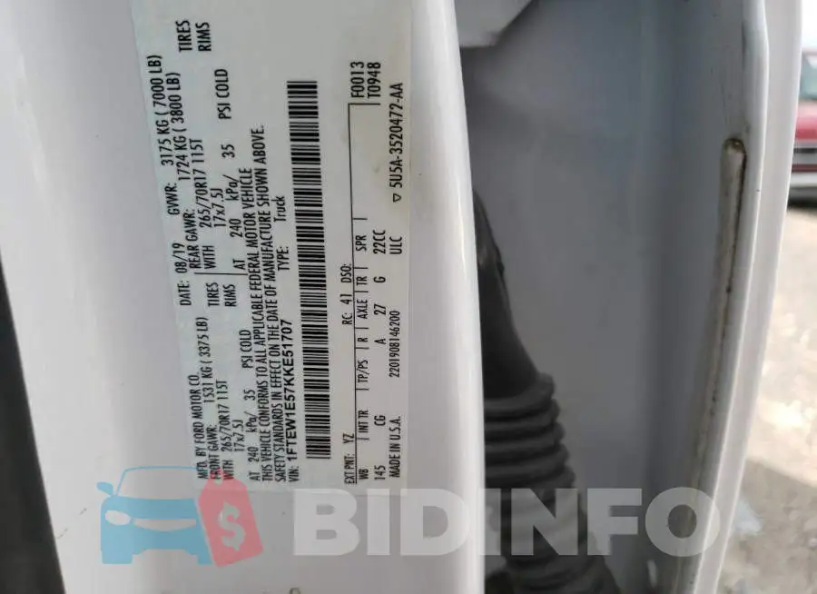 1FTEW1E57KKE51707 Photo# 12
