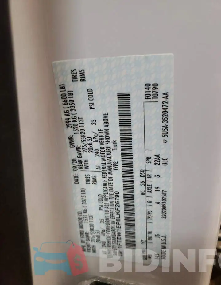 1FTEW1EP8LKF26790 Photo# 12