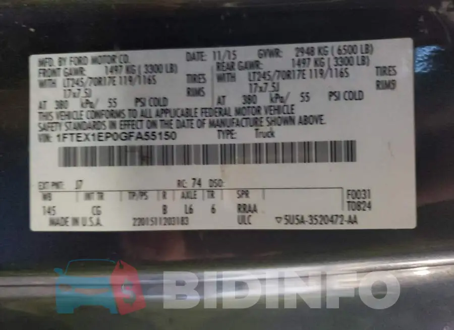 1FTEX1EP0GFA55150 Photo# 12