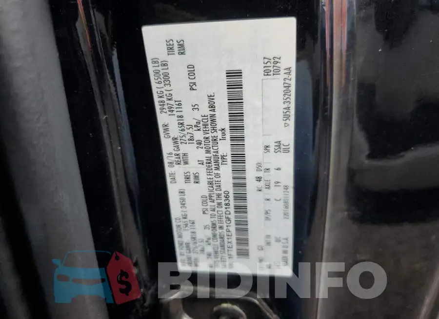 1FTEX1EP1GFD18360 Photo# 12