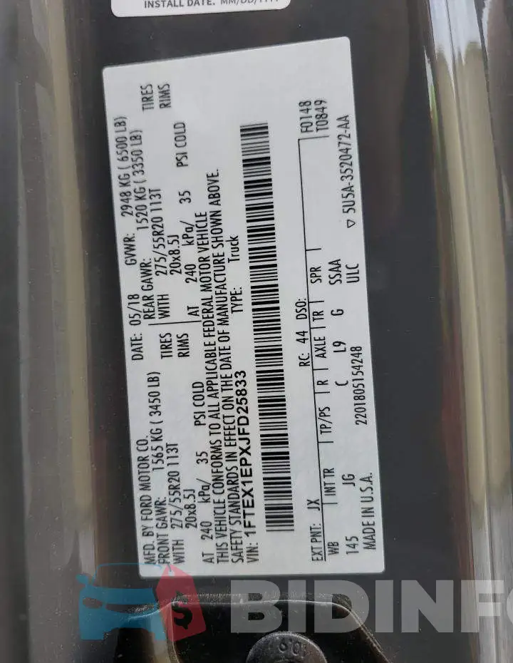 1FTEX1EPXJFD25833 Photo# 12