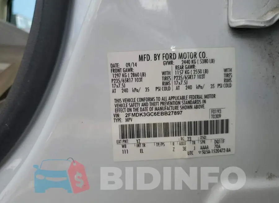 2FMDK3GC6EBB27897 Photo# 12