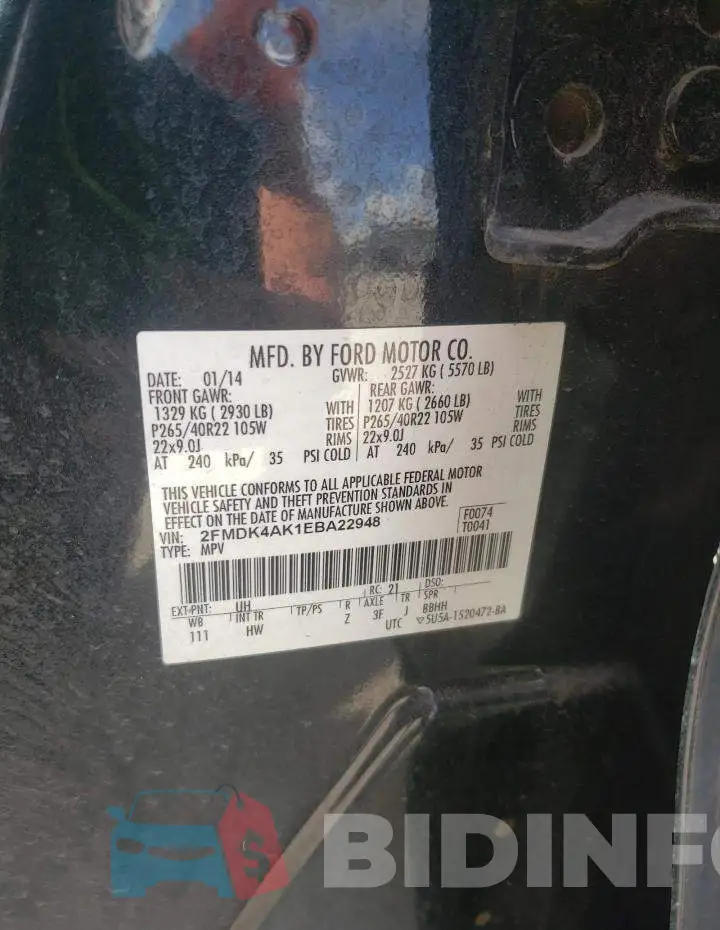 2FMDK4AK1EBA22948 Photo# 13