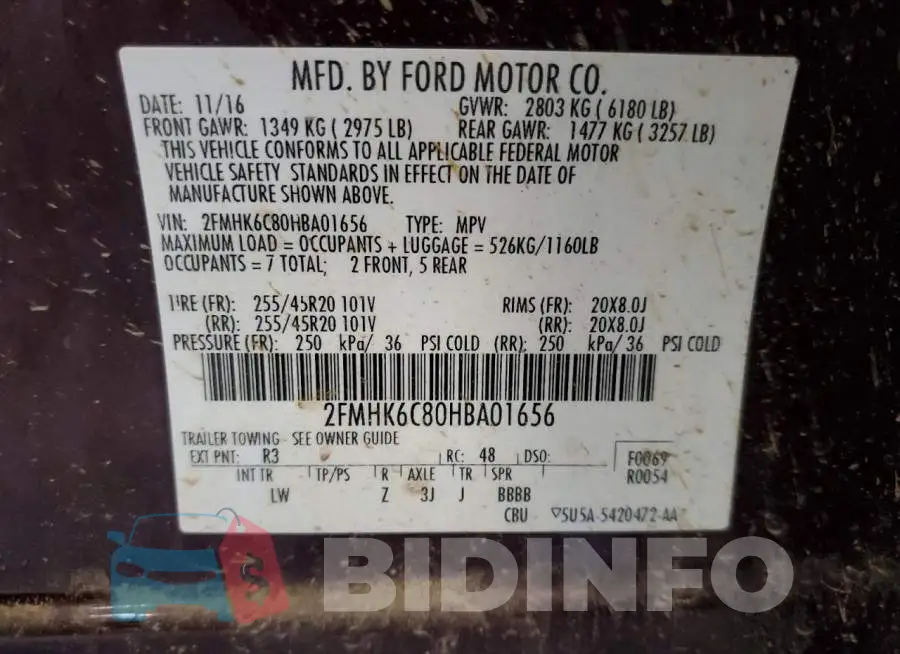 2FMHK6C80HBA01656 Photo# 13