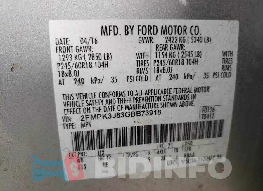 2FMPK3J83GBB73918 Photo# 12
