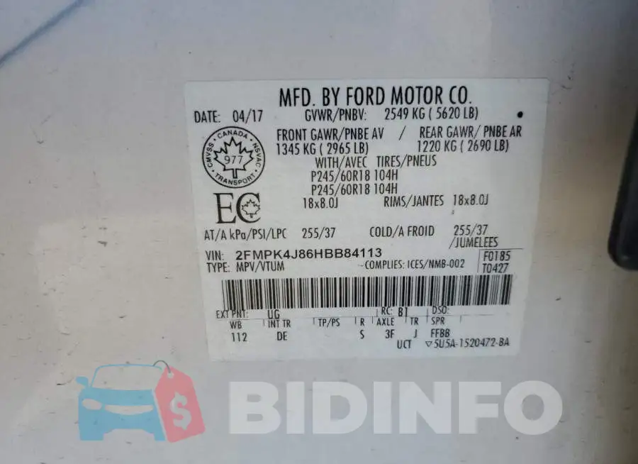 2FMPK4J86HBB84113 Photo# 12