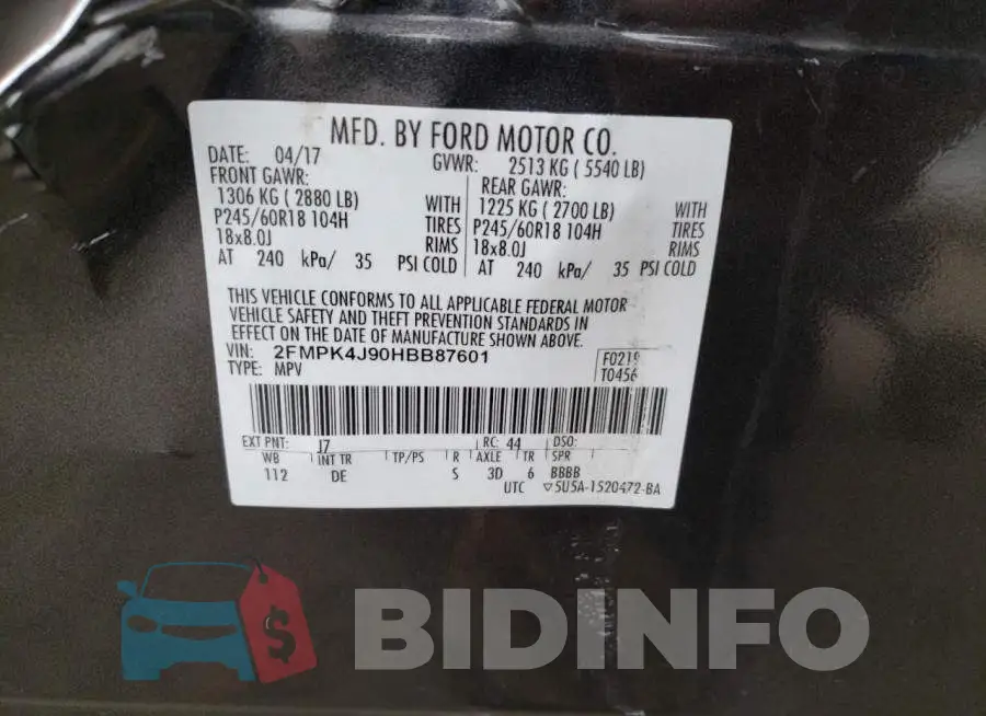 2FMPK4J90HBB87601 Photo# 12