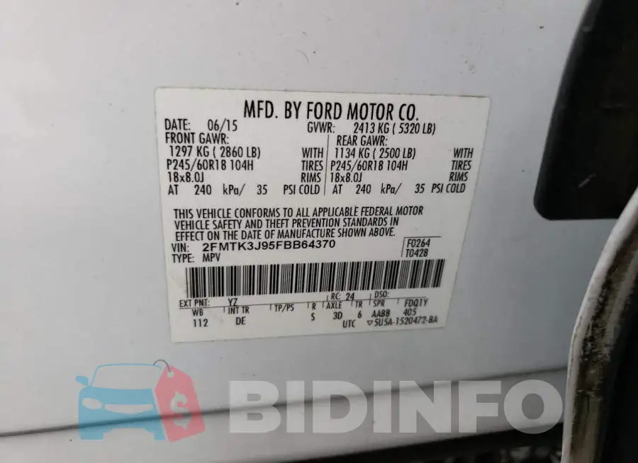 2FMTK3J95FBB64370 Photo# 13