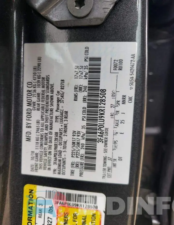 3FA6P0LU9KR128508 Photo# 12