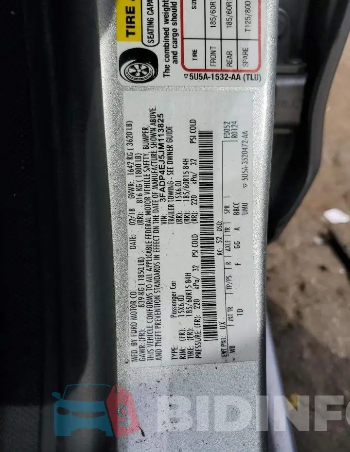 3FADP4EJ5JM113825 Photo# 12