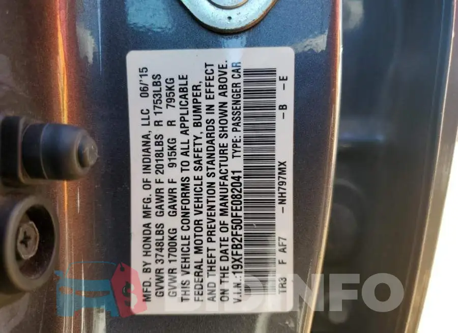 19XFB2F50FE082041 Photo# 13