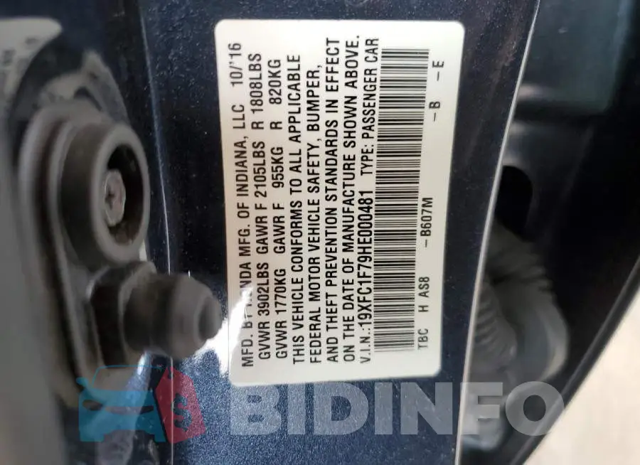 19XFC1F79HE000481 Photo# 12