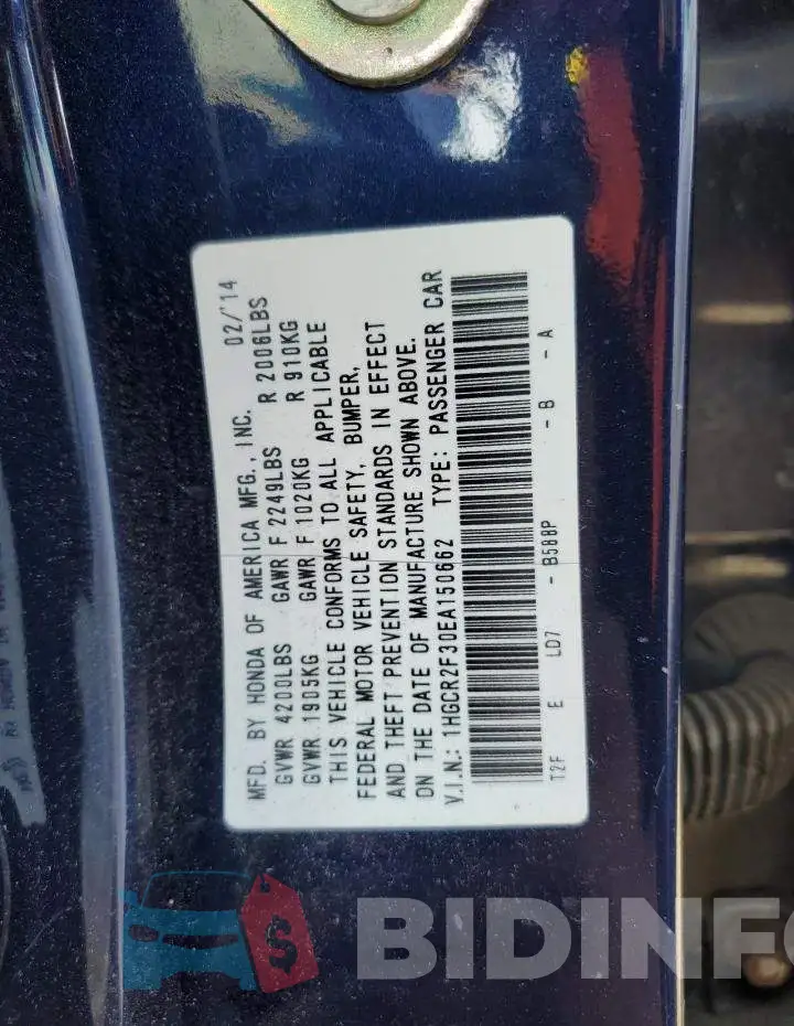 1HGCR2F30EA150662 Photo# 12