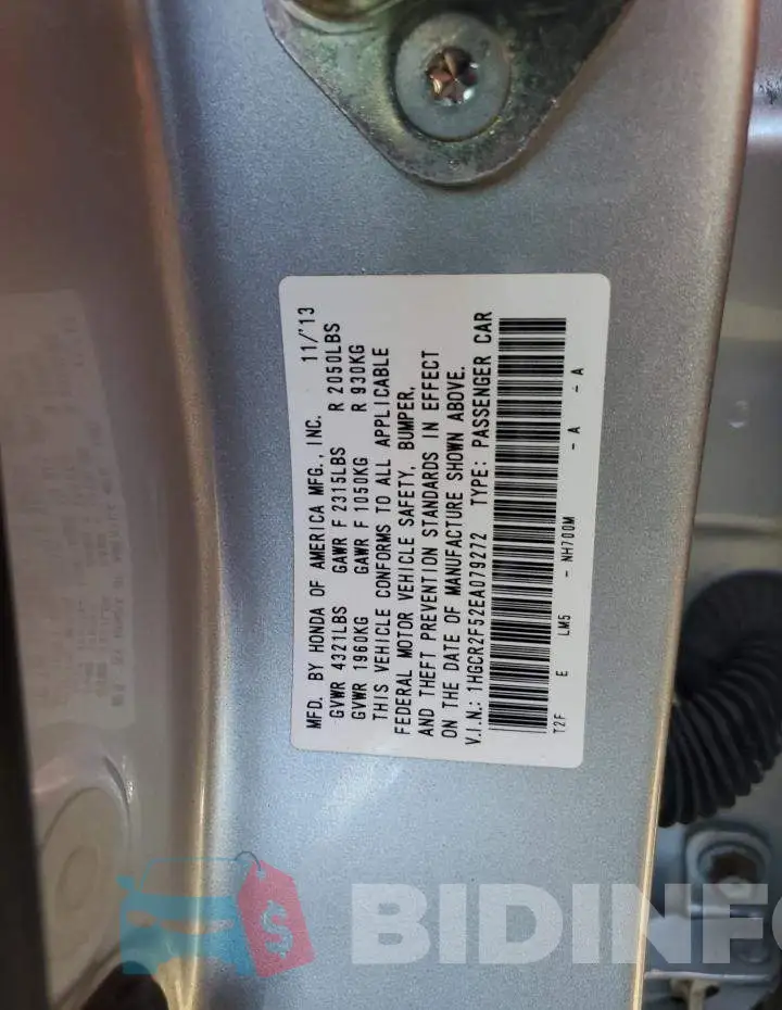 1HGCR2F52EA079272 Photo# 12