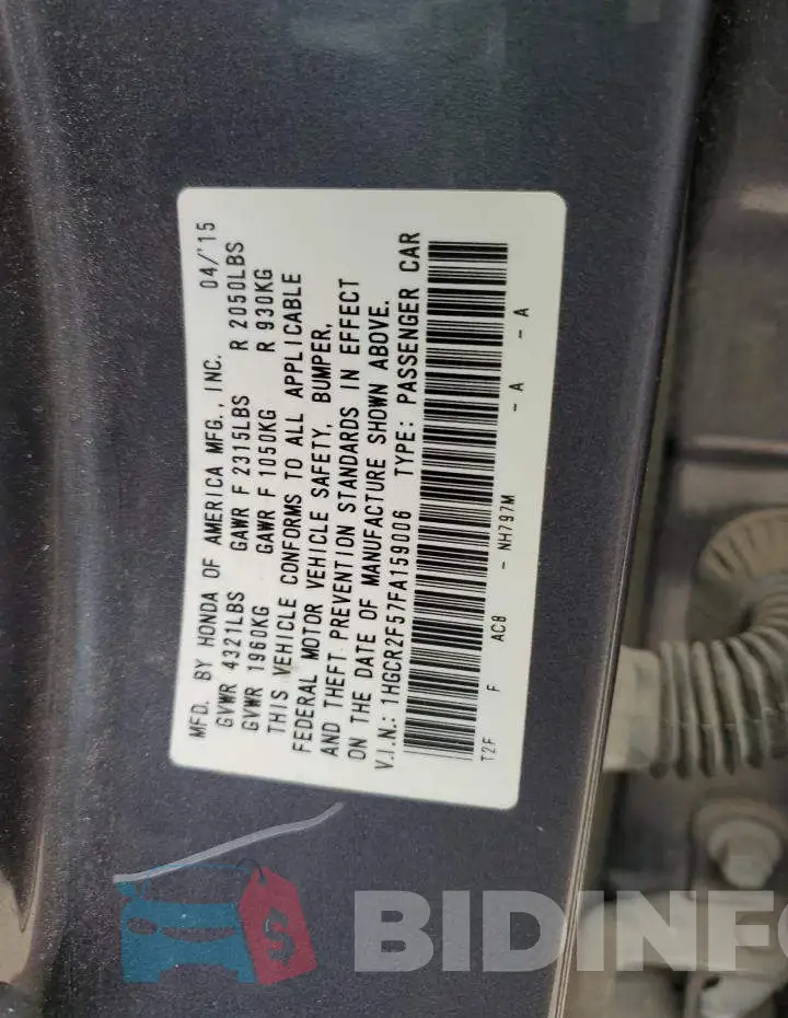 1HGCR2F57FA159006 Photo# 13