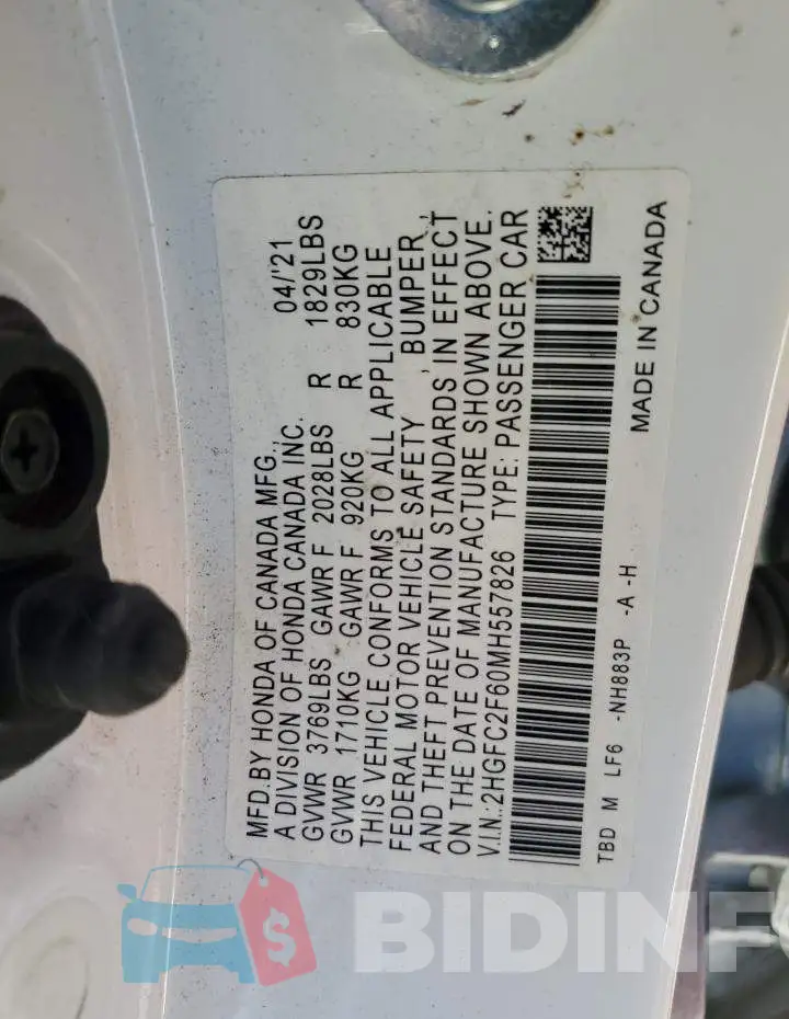 2HGFC2F60MH557826 Photo# 12