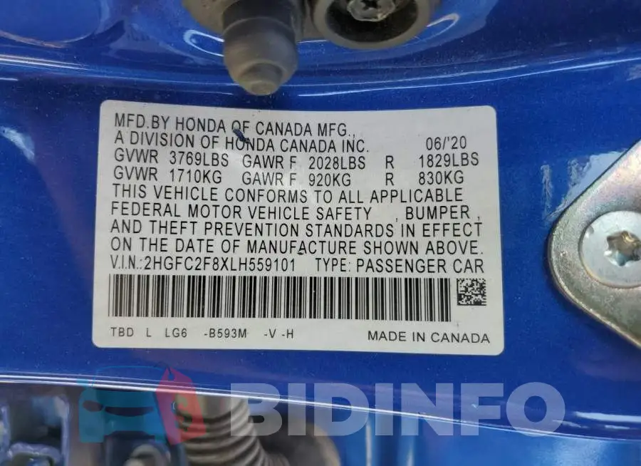 2HGFC2F8XLH559101 Photo# 12