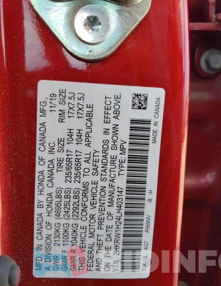 2HKRW1H24LH403147 Photo# 12