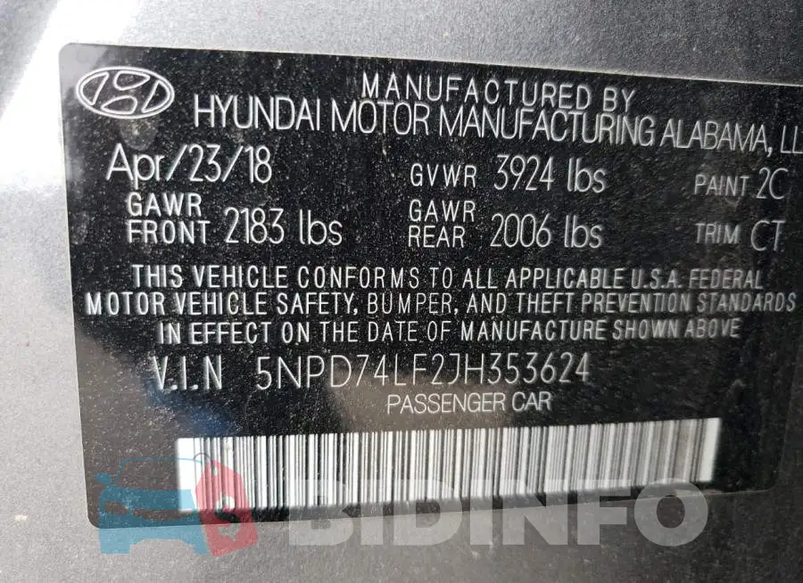 5NPD74LF2JH353624 Photo# 13