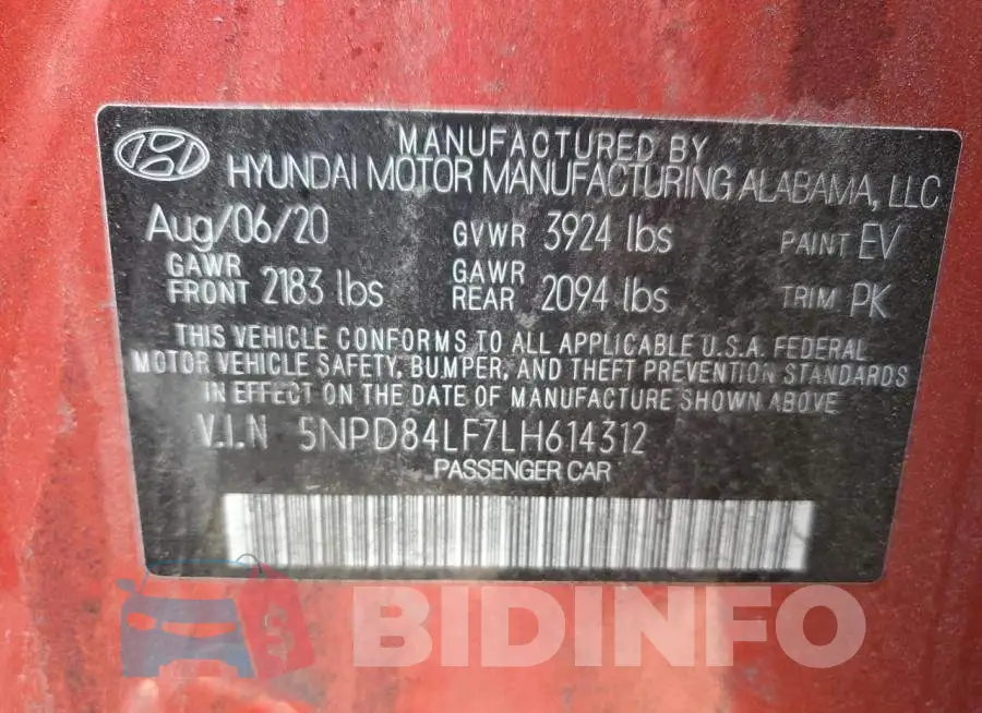 5NPD84LF7LH614312 Photo# 12