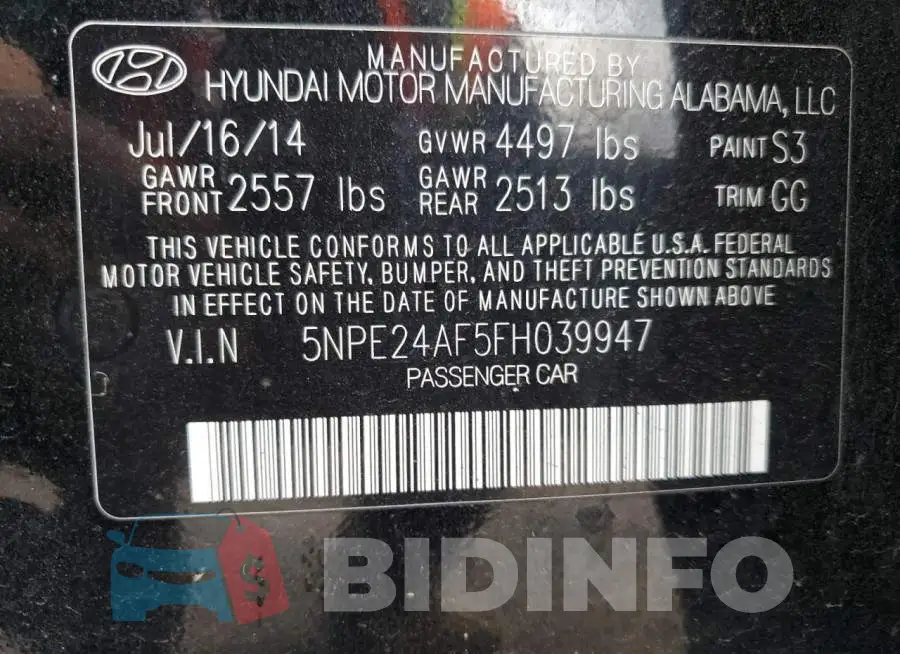 5NPE24AF5FH039947 Photo# 12