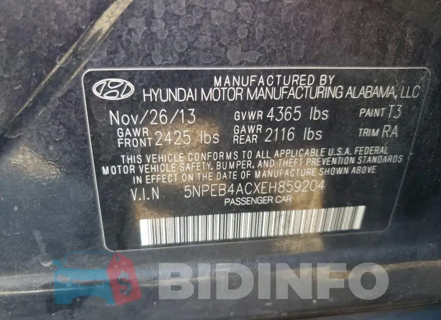 5NPEB4ACXEH859204 Photo# 12