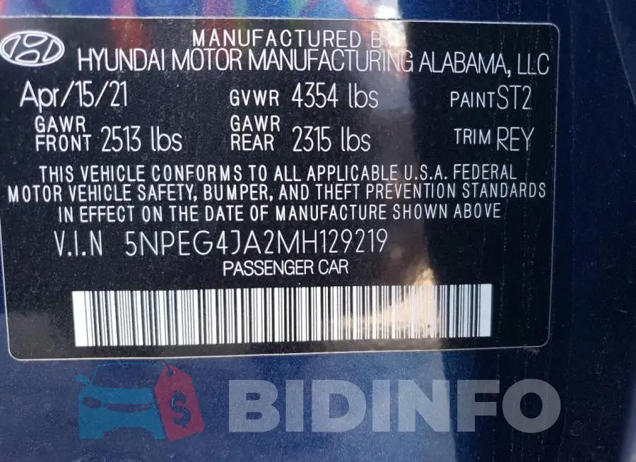 5NPEG4JA2MH129219 Photo# 13