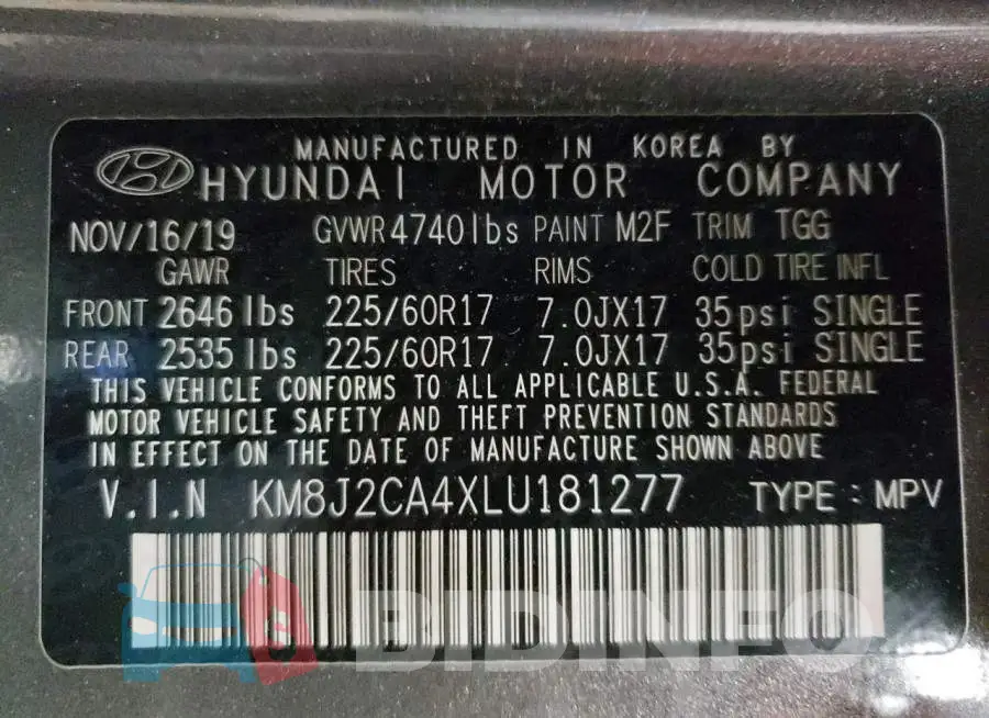 KM8J2CA4XLU181277 Photo# 12