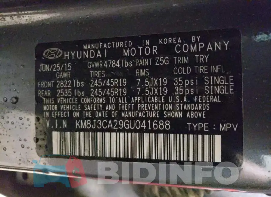 KM8J3CA29GU041688 Photo# 12