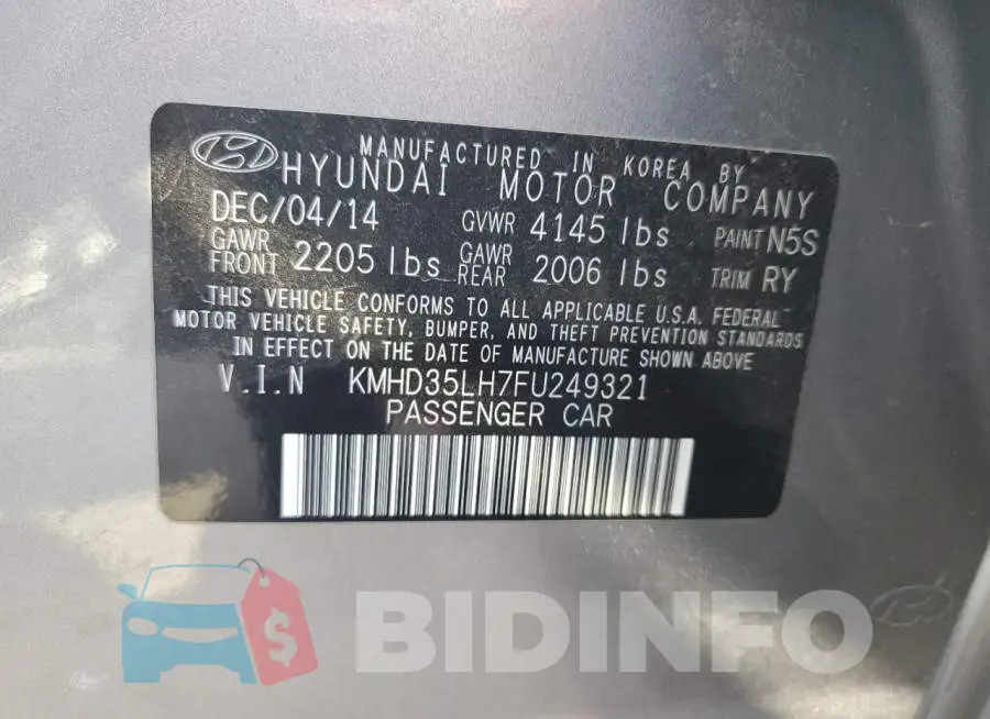 KMHD35LH7FU249321 Photo# 12