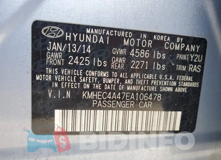 KMHEC4A47EA106478 Photo# 12