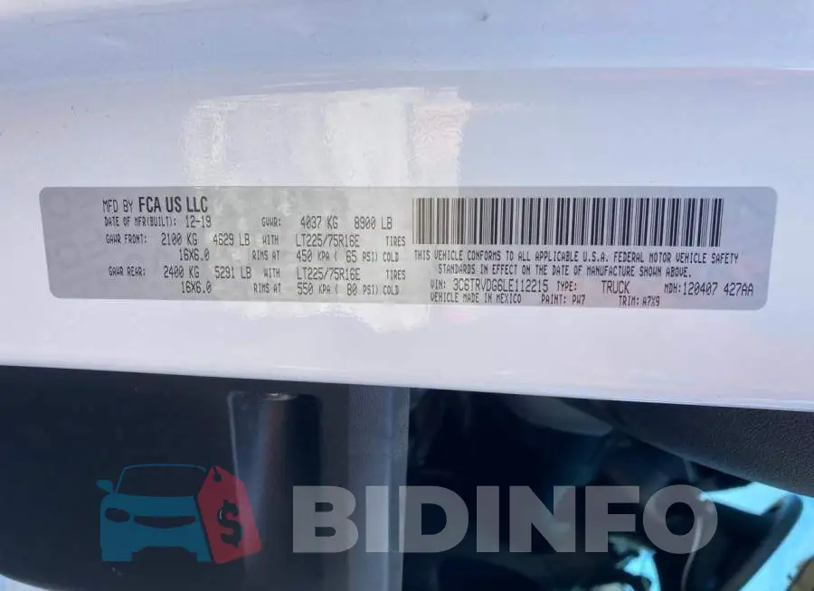 3C6TRVDG6LE112215 Photo# 14