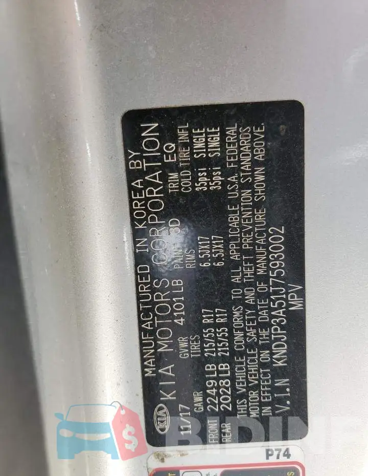 KNDJP3A51J7593002 Photo# 13