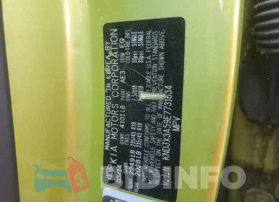 KNDJX3A59E7731634 Photo# 13