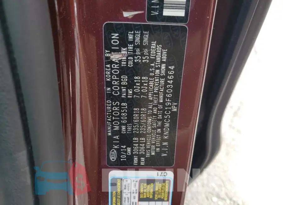 KNDMC5C19F6034664 Photo# 13