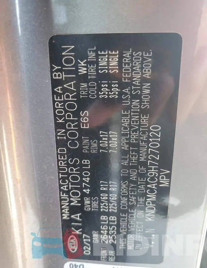 KNDPMCAC9H7270120 Photo# 12