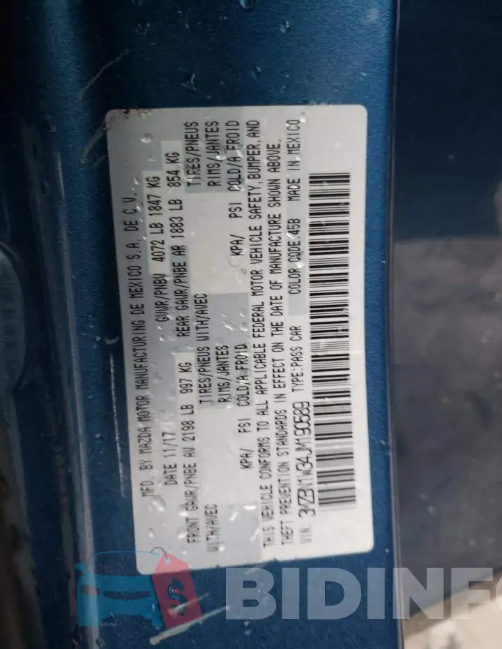 3MZBN1W34JM190589 Photo# 13