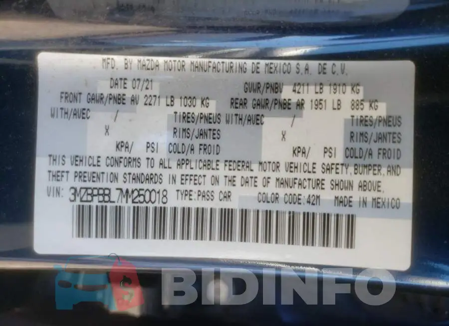3MZBPBBL7MM250018 Photo# 12