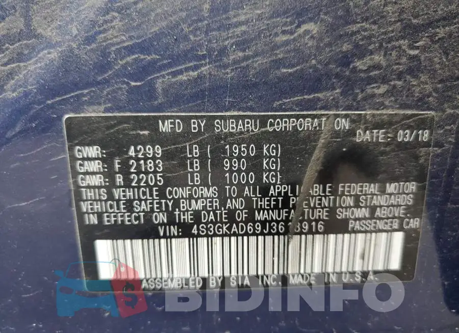4S3GKAD69J3618916 Photo# 12