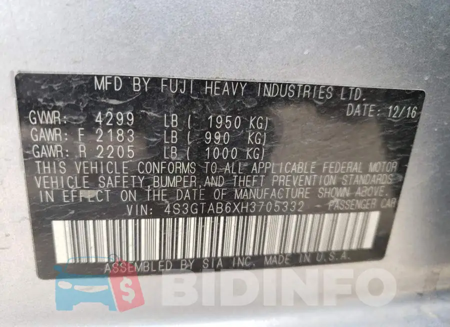 4S3GTAB6XH3705332 Photo# 12