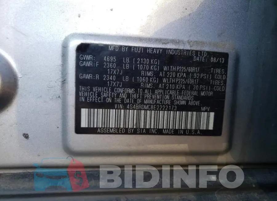 4S4BRDMC8E2222173 Photo# 12