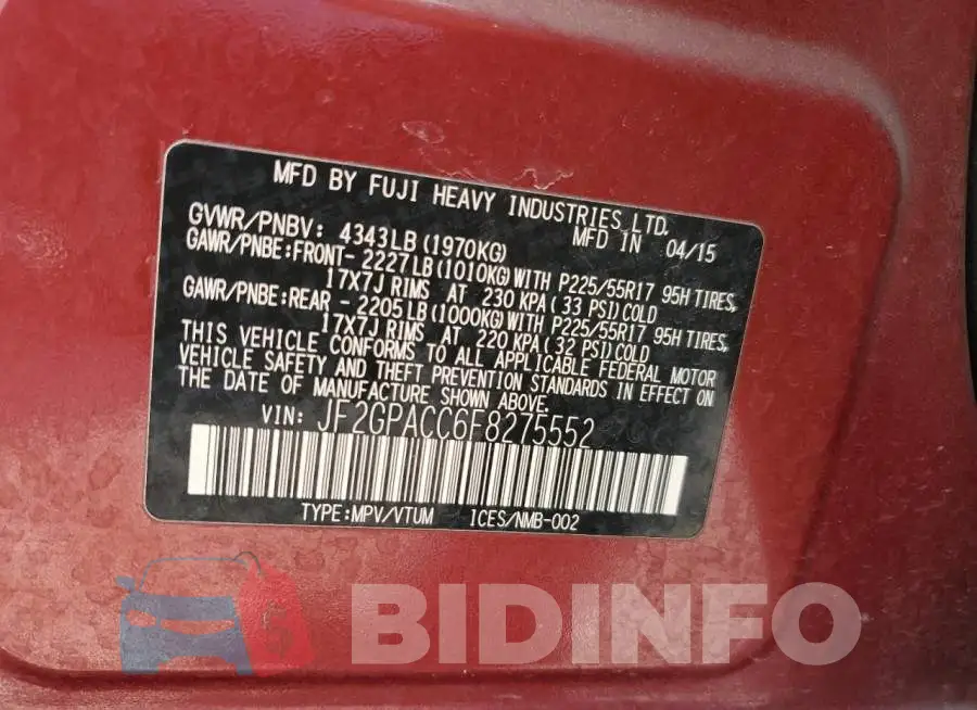 JF2GPACC6F8275552 Photo# 13