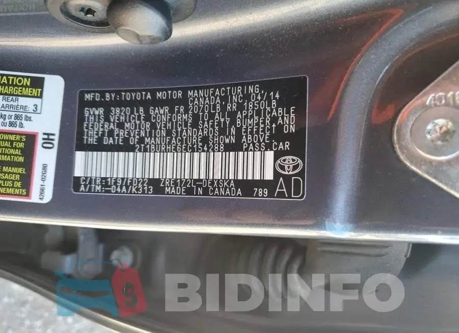 2T1BURHE6EC154288 Photo# 12