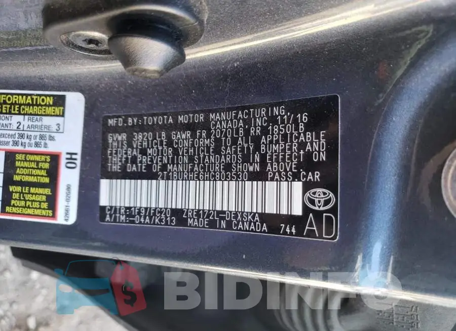 2T1BURHE6HC803530 Photo# 12