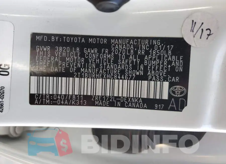 2T1BURHEXHC844677 Photo# 12